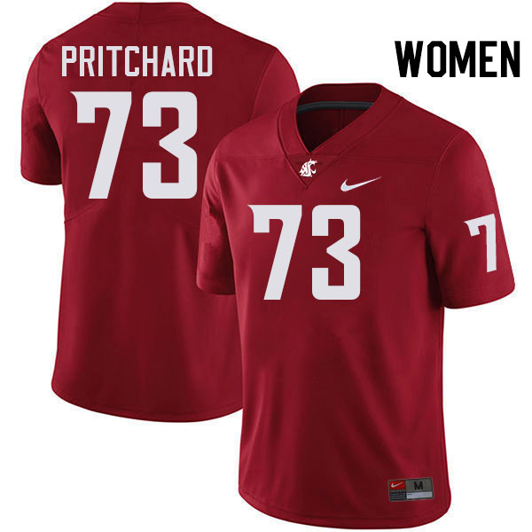 Women #73 Nathan Pritchard Washington State Cougars College Football Jerseys Stitched-Crimson